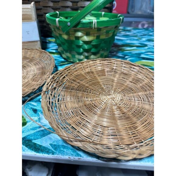 Lot of 9 Wooden / Wicker decorative baskets - Picture 2 of 12